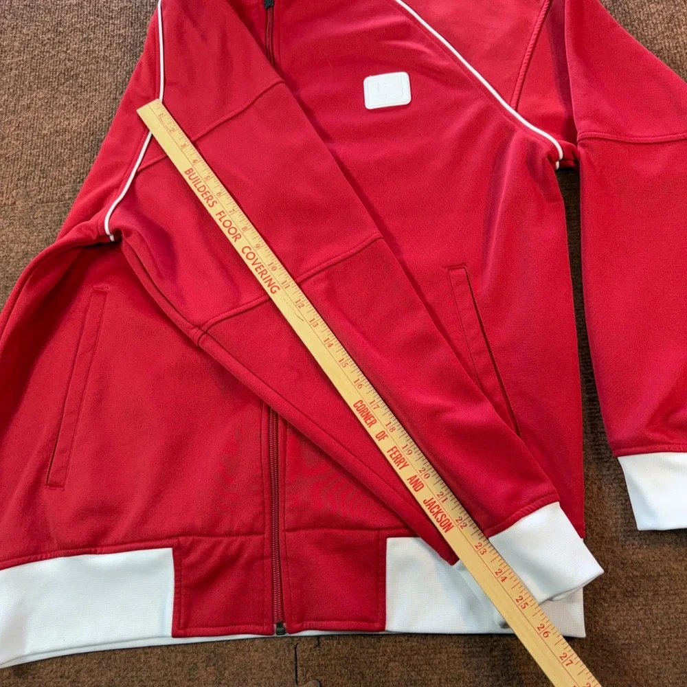 Nike LeBron James Track Jacket Mens Large Red White Full Zip Basketball Warm Up